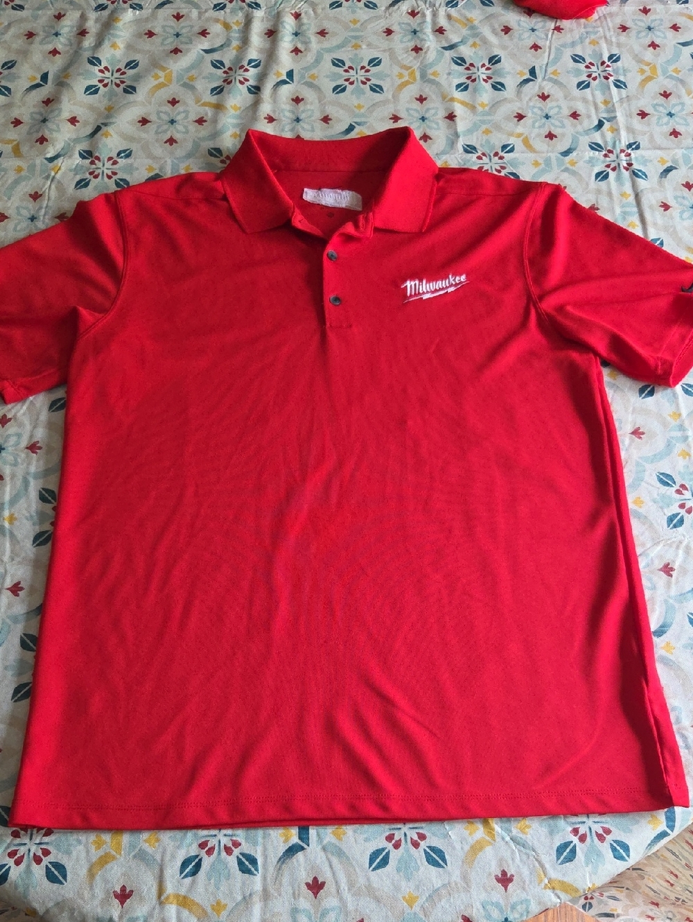 Nike Red Short Sleeve Polo Shirt with Embroidered Logo Milwaukee Tools